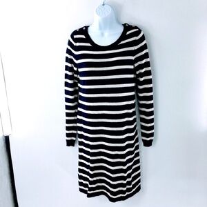 Banana Republic Sweater Dress Wool Cashmere Nautical Crew Neck Long Sleeve Sz S